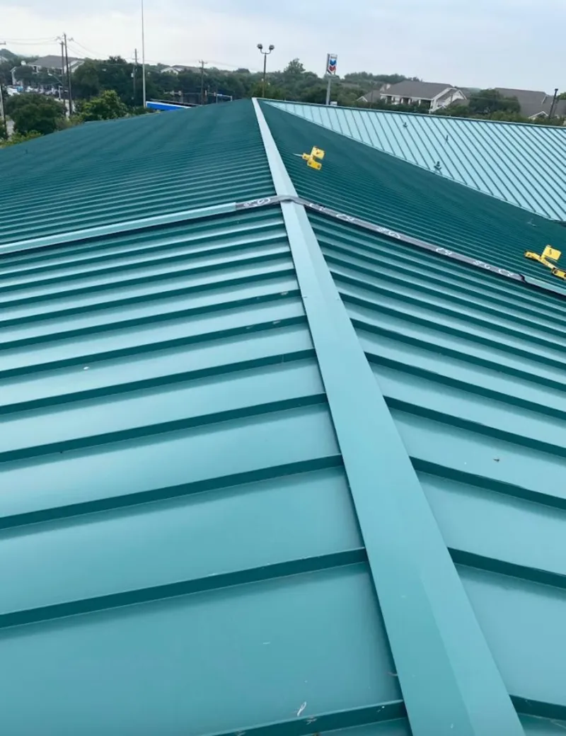 Green commercial metal roof ridge and valley for Metal Roof Repair in Voorhees